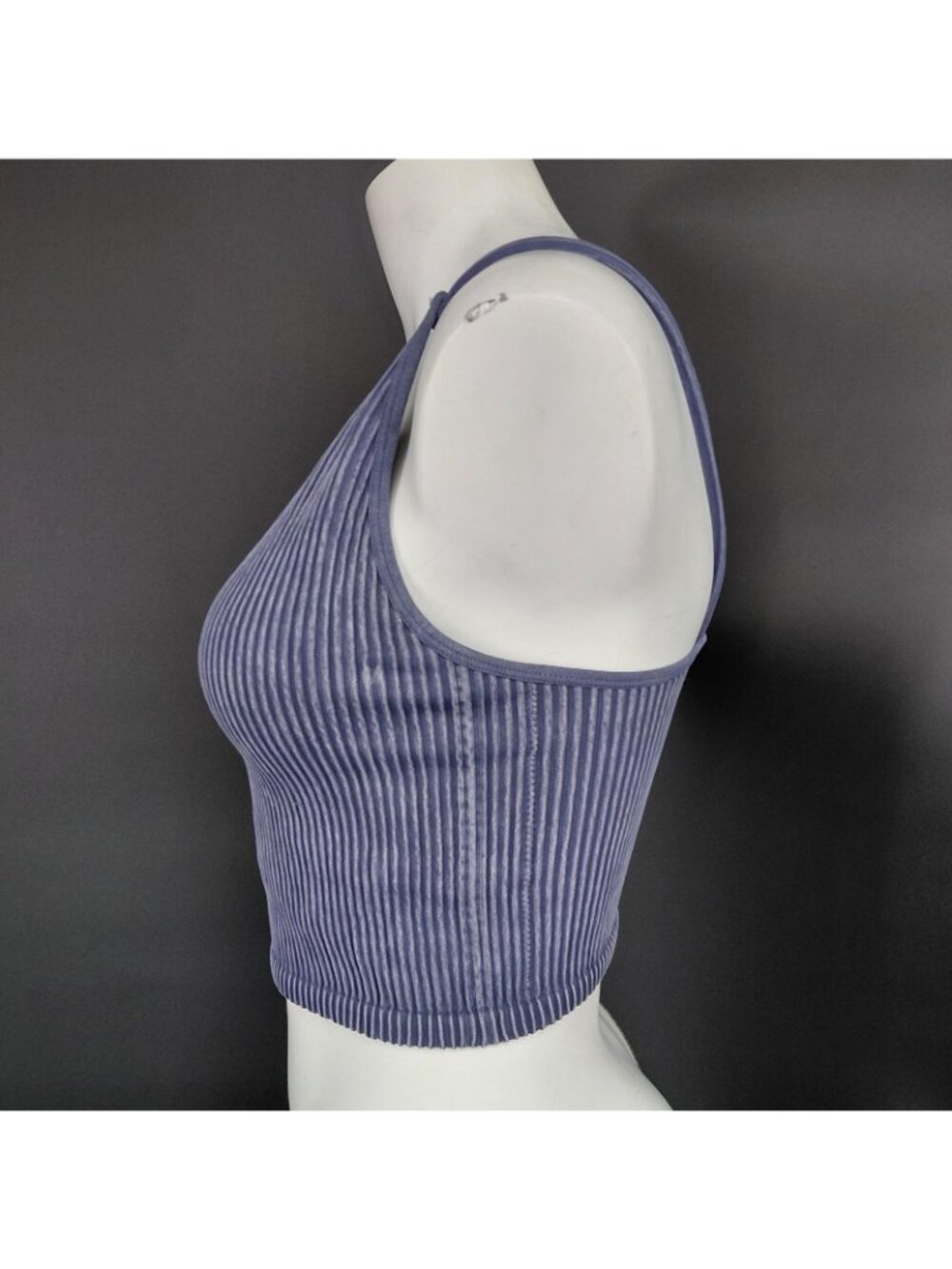 90 Degree Reflex Sports Bra Crop Top Womens Medium Blue Seamless Alamo Ribbed - Picture 7 of 10